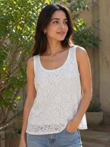 Elegant White Lace Details Top