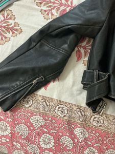 Zara Black Faux Leather Biker Jacket