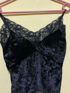 Velvet Lace Trim Cami Top