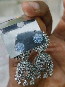 Silver Oxidized Jhumka Earrings