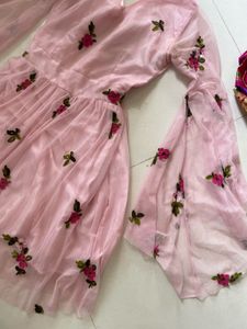 Pink Embroidered Ethnic Gown