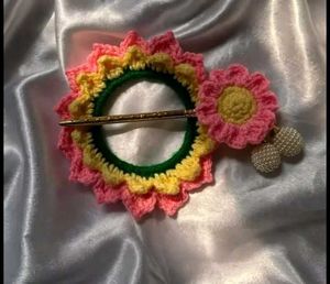 Crochet Flower bun Stick