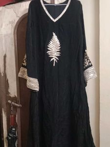 Elegant Black Kurta Set with Silver Embellishments