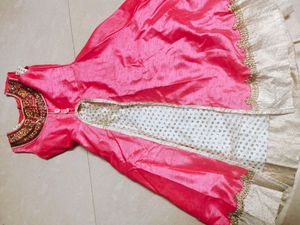 Pink & Gold Embellished Anarkali Dress