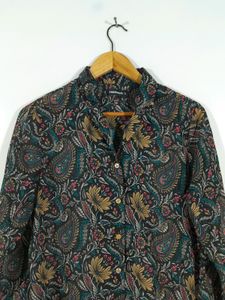 Black Printed Shirt Style Top (Women's)