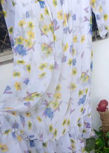 Flowy Floral Print Midi Dress