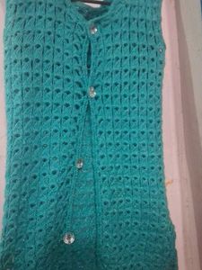 Teal Knitted Sleeveless Cardigan