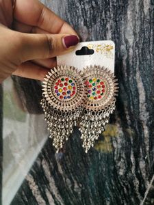 Traditional Oxidised Silver Earrings