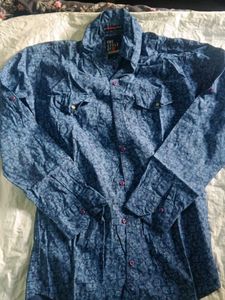 Men's Blue Printed Casual Shirt