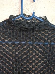Girl's Stylish Black Sheer Top
