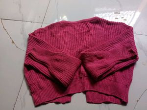 Cropped Pink Knit Cardigan