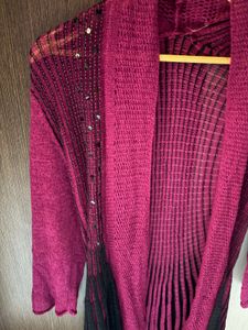 Open-knit shrug with shimmer detailing