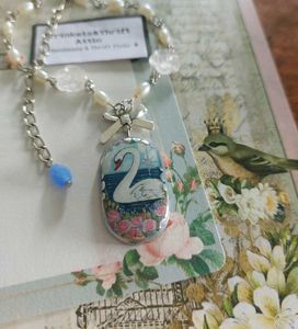 Enchanted Swan Clay Pendant Necklace