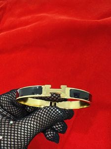 Gold & Black H Bangle Bracelet