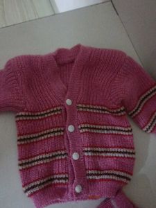 Pink Knit Baby Outfit