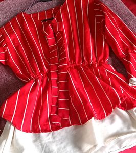 Beautiful Red And White Top For Women
