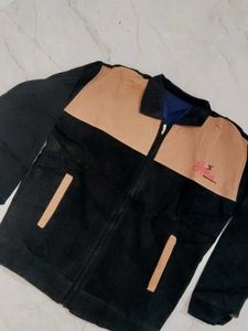 Men's Black &amp; Tan Zip-Up Jacket