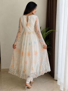 Elegant White Anarkali Gown with Beautiful Dupatta
