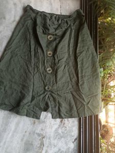 Stylish Green Button-Up Skirt Lycocell Fabric