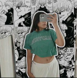 Green "Hamptons" Cropped Sweatshirt