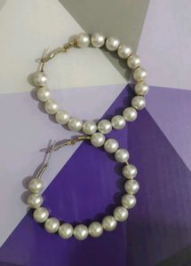 Chic Faux Pearl Hoop Earrings