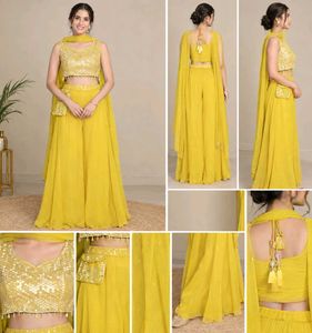 Beautiful Yellow Sequin Sharara Set