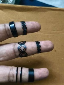Black Metal Ring Set for Women
