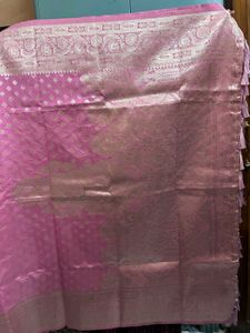 Beautiful Pink Silk Saree with Tassels and blouse