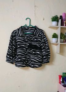 Stylish Zebra Print Button-Up Shirt