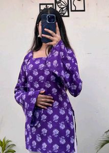 Purple Floral Print Kurta