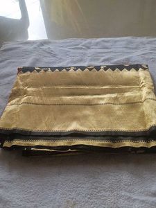 Elegant Gold & Black Woven Saree