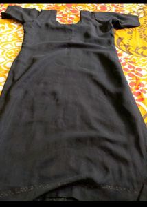 embroidery Black Kurta with White zip Pants Set
