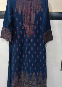 Blue Kurta with Gold Print
