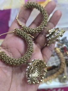 Elegant Jhumka Earrings with Stones