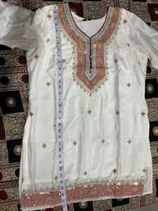 Elegant White Embellished Sharara Set