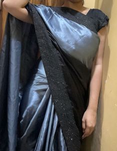 Elegant Black Embellished Saree