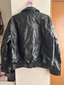 Savana Black Faux Leather Bomber Jacket