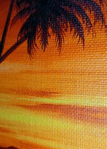 Hand–Painted Sunset Palm Tree Canvas Painting