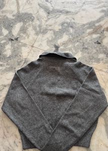 Gray Polo Collar Knit Top