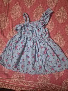 Light Blue Floral Ruffle Dress