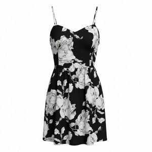 Black Floral Spaghetti Strap Dress