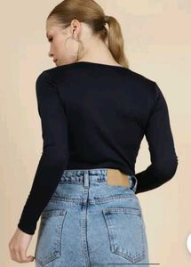 Shein Full Sleeves Twisted Front Cut-Out Fitted To