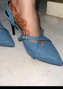 Denim Slingback Heels