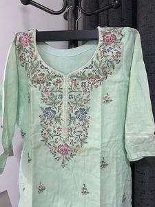 Beautifully Embroidered Mint Green Kurta Set