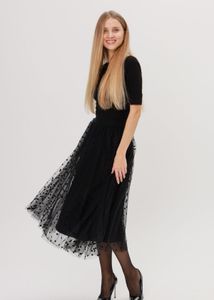 black Polka Dot Tulle Skirt