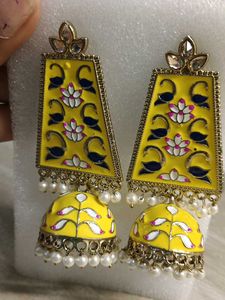 Vibrant Yellow Meenakari Earrings