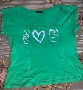 Green "Peace Love Coffee" Graphic Tee