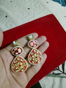 Elegant Red Floral Drop Earrings