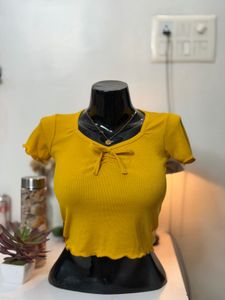 Cute Yellow Ribbed Crop Top