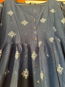 Elegant Blue Printed One Piece dress